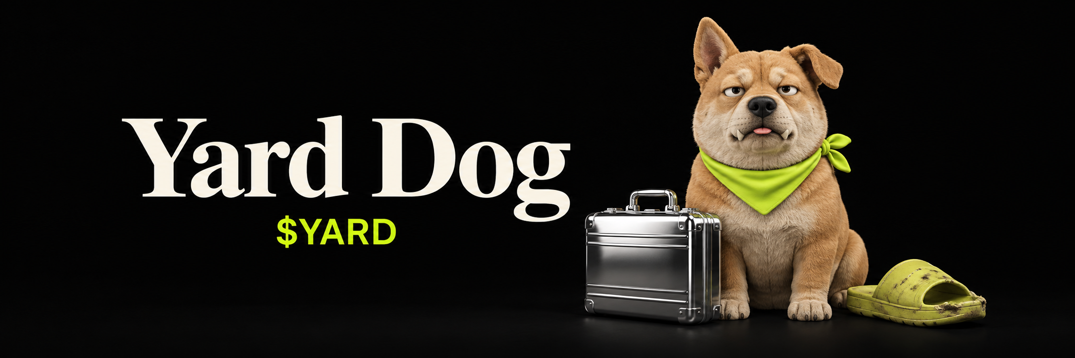 Yard Dog with his chrome briefcase and well-chewed slipper